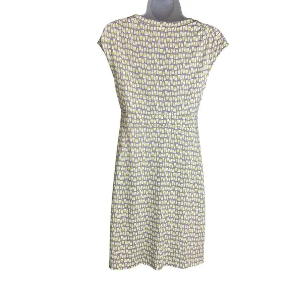 Boden Dress US Size 4P Gray & Lime Green Print Cap Sleeve Jersey Pockets EUC - Picture 8 of 14